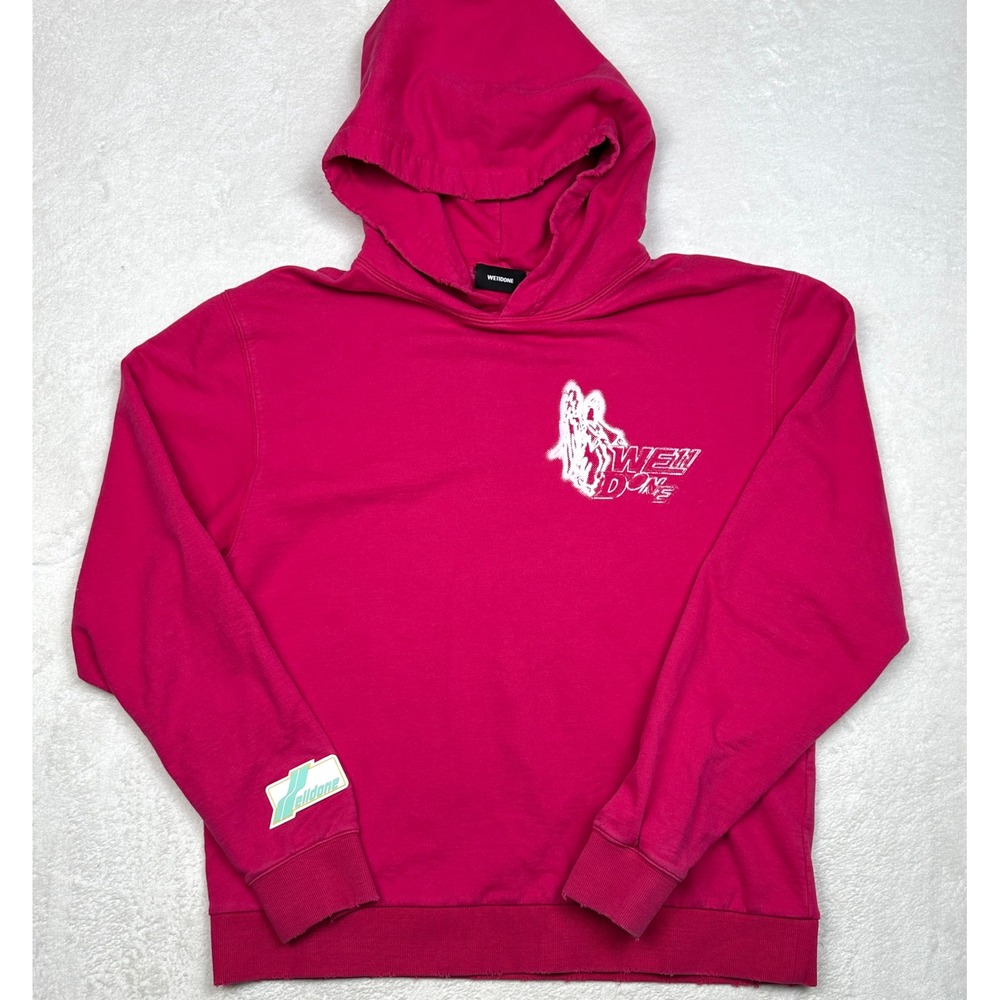We11done Hot Pink Graphic Logo Hoodie WD-TH1-22-549-U-HP Mens Small Magenta‎
